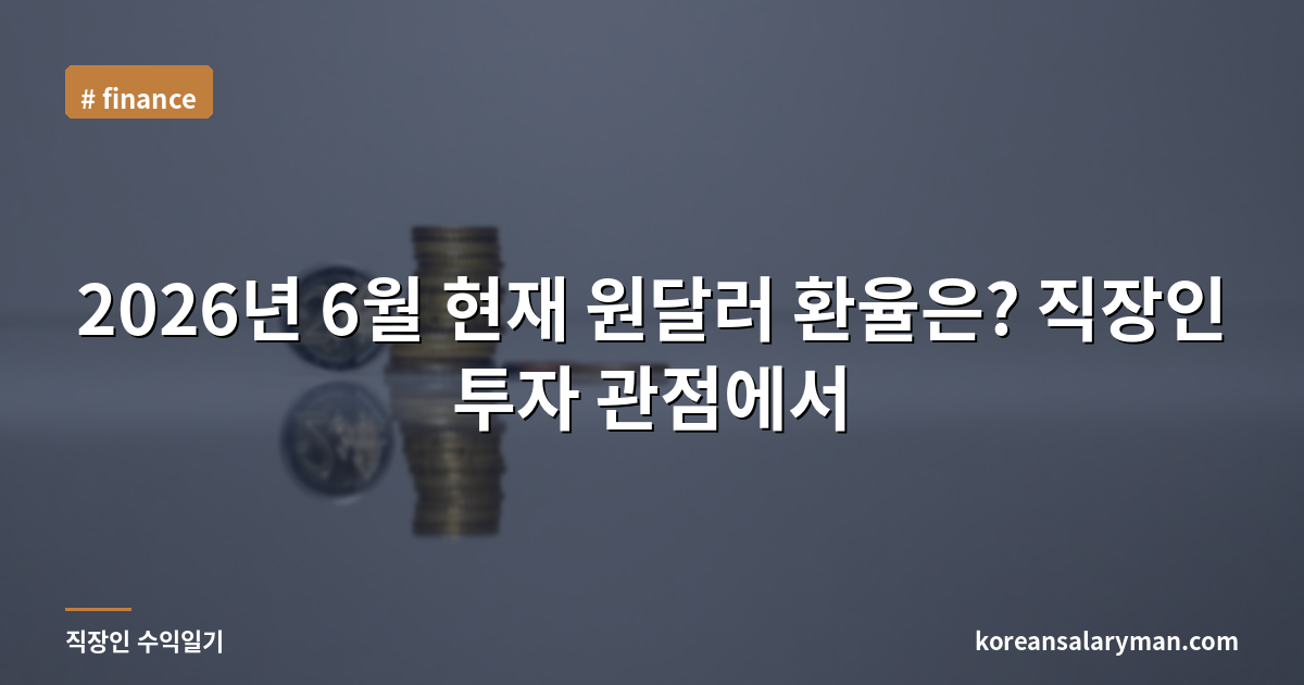 2026년 6월 현재 원달러 환율은? 직장인 투자 관점에서